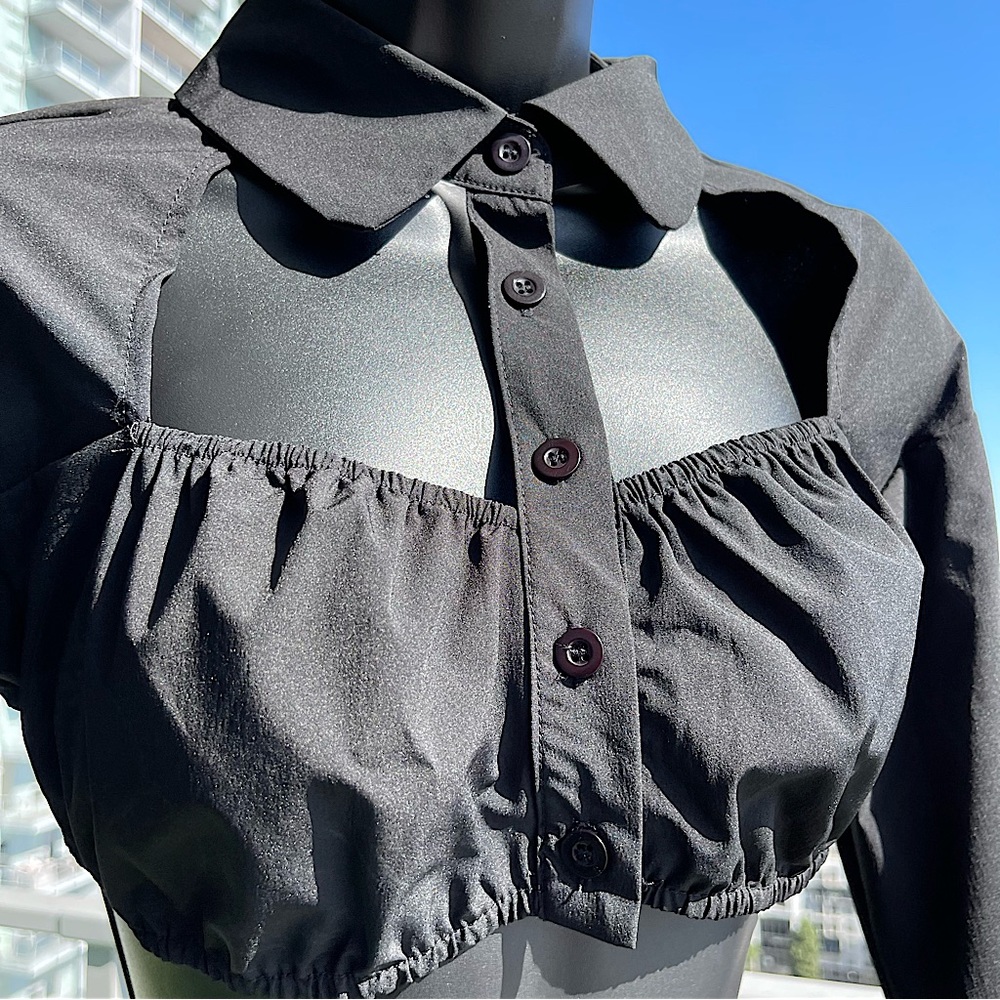 Cropped Cut Out Button Down